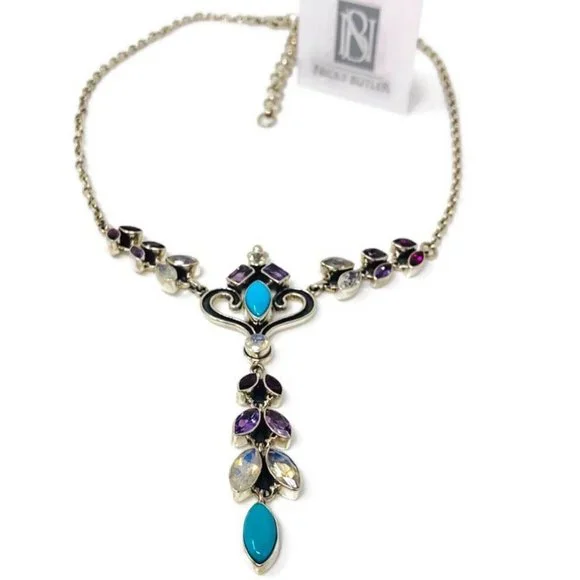 🌟NICKY BUTLER Turquoise Moonstone 8.4CT Sterling Silver Necklace Brand NEW - Picture 9 of 16